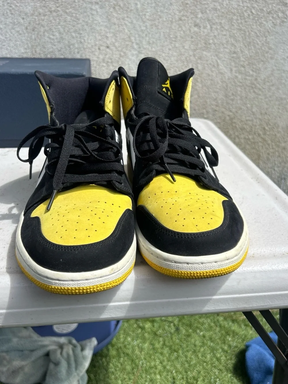 Jordan Air Jordan 1 Mid Black White Yellow Sneakers